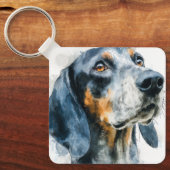 Blauwe tik blafhond portret sleutelhanger (Voorkant)