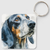 Blauwe tik blafhond portret sleutelhanger (Achterkant)