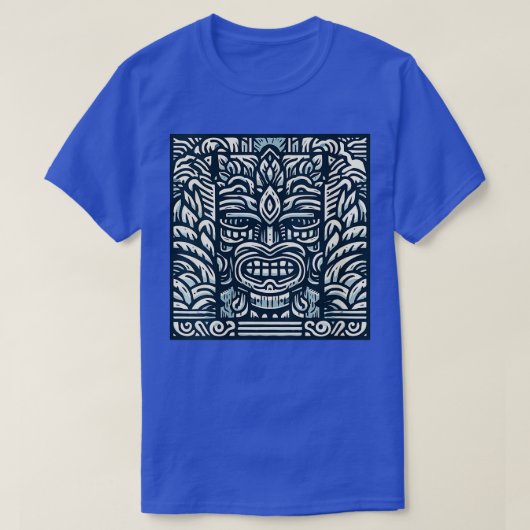 Blauwe Tiki god voor uw Tiki Bar VNeck T-shirt (Design voorkant)