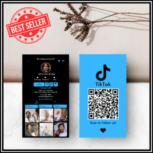 Blauwe TikTok Social Media QR-code Visitekaartje