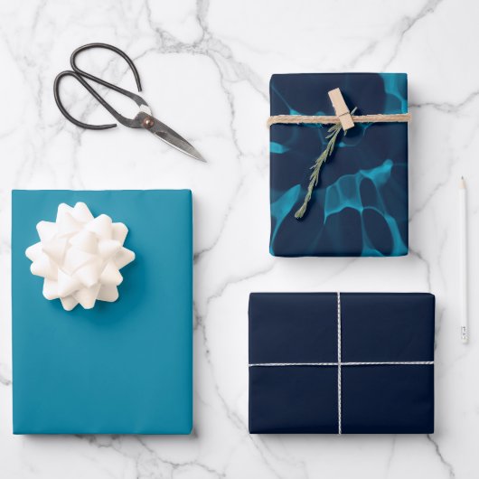 Blauwe tinkleurstof inpakpapier vel (Voorkant)