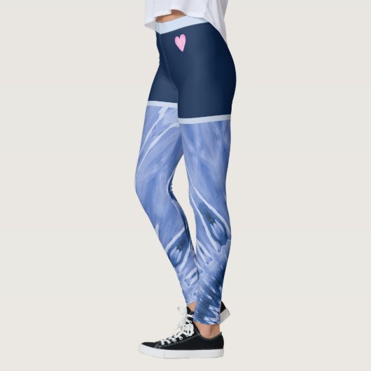 Blauwe tinkleurstof met roze hart leggings (Links)
