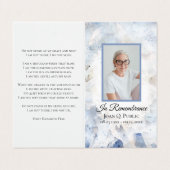 Blauwe Tint Anjer Bloemen Begrafenis Gebed Visitekaartje (Buitenkant ongevouwen)