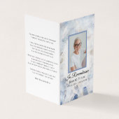 Blauwe Tint Anjer Bloemen Begrafenis Gebed Visitekaartje (Buitenkant)