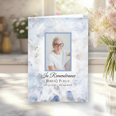 Blauwe Tint Anjer Bloemen Begrafenisdienst Gevouwe Programma