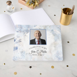 Blauwe Tint Anjer Viering van het Leven Memorial Gastenboek