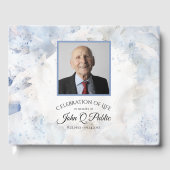 Blauwe Tint Anjer Viering van het Leven Memorial Gastenboek (Voorkant)