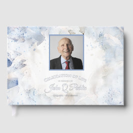 Blauwe Tint Anjers Viering van het Leven Memorial Gastenboek