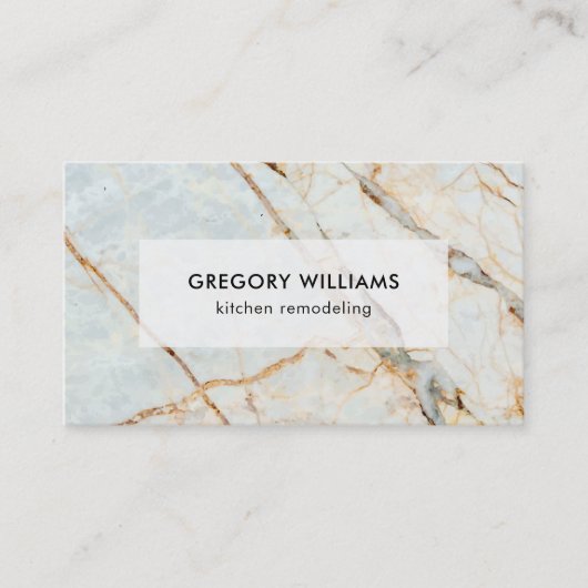 Blauwe tint en gouden marmer visitekaartje (Voorkant)