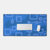 Blauwe Tint Geometrische Vierkanten Desk Mat (Keyboard & Muis)