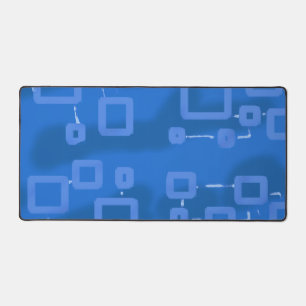 Blauwe Tint Geometrische Vierkanten Desk Mat