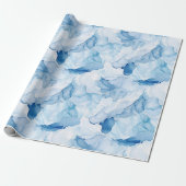 Blauwe Tinten Abstracte Bruidsdouche Cadeaupapier (Uitgerold)