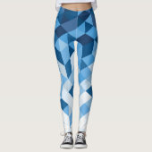 Blauwe tinten en witte geometrische vormen leggings (Voorkant)