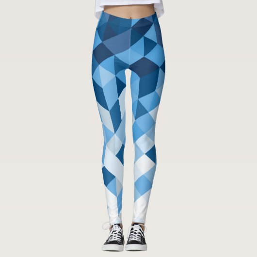 Blauwe tinten en witte geometrische vormen leggings (Voorkant)