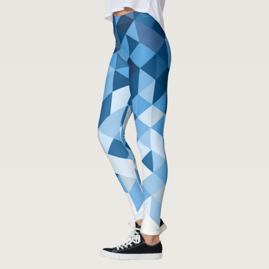 Blauwe tinten en witte geometrische vormen leggings (Links)