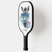 Blauwe tinten Gekke Zebra Modern Monogram Pickleball Paddle (Links)