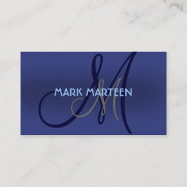 Blauwe tinten gewone monogram aangepaste visitekaa visitekaartje