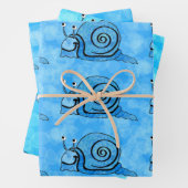 Blauwe tinten glimlachen Bekijk slakken Abstract o Inpakpapier Vel (In situ)