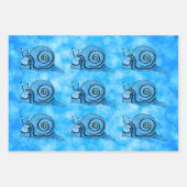 Blauwe tinten glimlachen Bekijk slakken Abstract o Inpakpapier Vel (Voorkant 3)