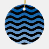 Blauwe tinten golvende strepen decor keramisch ornament (Voorkant)