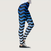 Blauwe tinten golvende strepen Decor op Leggings (Rechts)