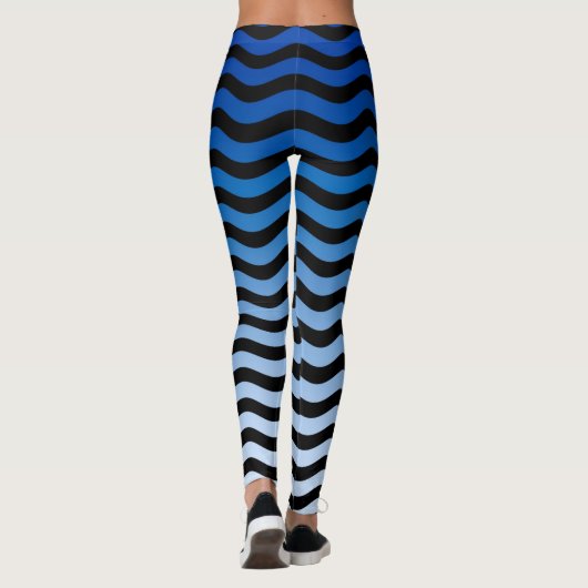Blauwe tinten golvende strepen Decor op Leggings (Achterkant)