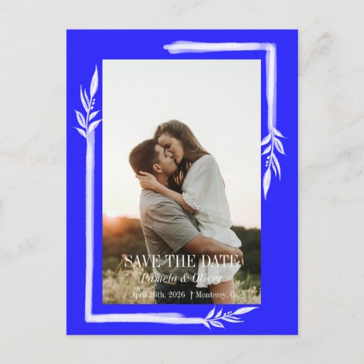 Blauwe tinten Het Briefkaart Datum opslaan (Voorkant)