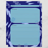 Blauwe tinten kookgerei recept pagina (Voorkant / Achterkant)