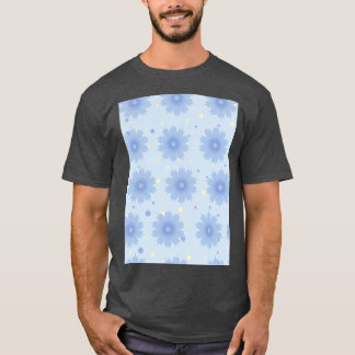 Blauwe tinten mengen bloemen met polka stip backgr t-shirt