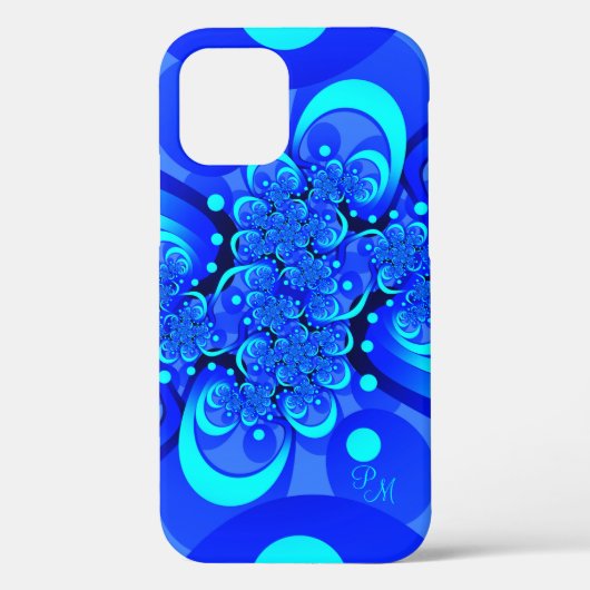 Blauwe tinten, moderne abstracte fractale kunst in Case-Mate iPhone case (Achterkant)