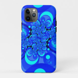 Blauwe tinten, moderne abstracte fractale kunst in Case-Mate iPhone case