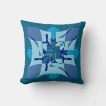 Blauwe tinten op turquoise abstracte bloemmotief