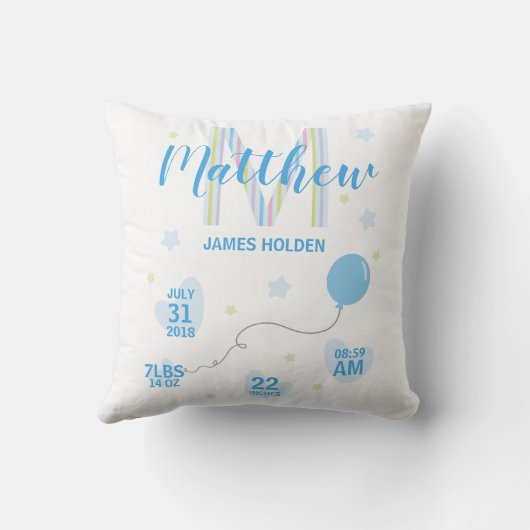 Blauwe Tinten Pasgeboren Design Kussen (Achterkant)