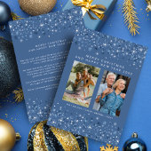 Blauwe tinten Sneeuwvlokken Kerstmis Stijlvol 2 fo Feestdagenkaart