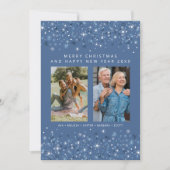 Blauwe tinten Sneeuwvlokken Kerstmis Stijlvol 2 fo Feestdagenkaart (Voorkant)