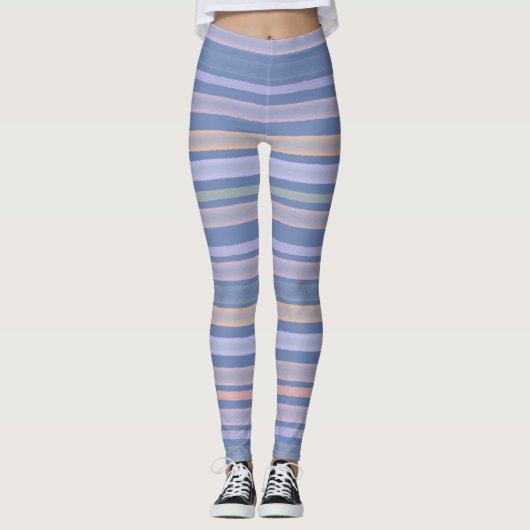 Blauwe tinten strepen leggings (Voorkant)