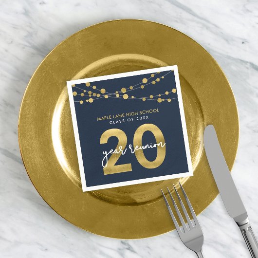 Blauwe tinten van licht 20 jaar klasse reunion servet