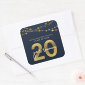 Blauwe tinten van licht 20 jaar klasse reunion vierkante sticker (Envelop)
