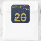 Blauwe tinten van licht 20 jaar klasse reunion vierkante sticker (Tas)