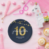 Blauwe tinten van Lichten 10e Jubileum Partij Papieren Bordje (Feest)