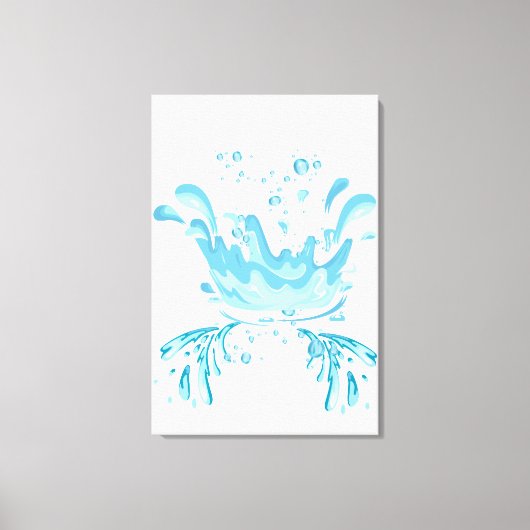 Blauwe tinten water spatten en waterdruppels canvas afdruk (Voorkant)