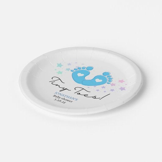 Blauwe Tiny Toe's Papieren Bordje (Gekanteld)