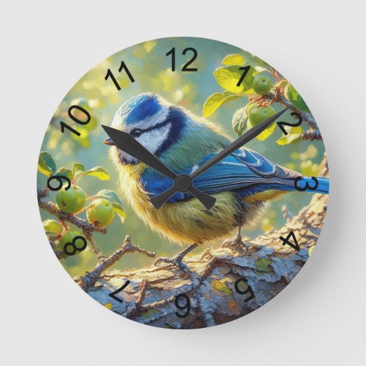 Blauwe Tit 4 Ronde Klok (Voorkant)