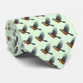 Blauwe Tit groen Stropdas (Opgerold)