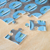 Blauwe Tit Vogel Voeding Van Een Taart Bord Moeili Legpuzzel (Zijkant)