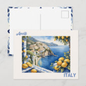 Blauwe titels en citroenen uitzicht van Amalfi Ita Briefkaart (Voorkant / Achterkant)