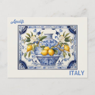 Blauwe titels en citroenen van Amalfi Italië Briefkaart