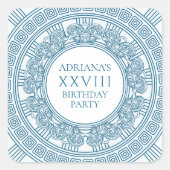 Blauwe toga verjaardagsfeestje vierkante sticker (Voorkant)