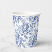 Blauwe Toile Bloem Doop Papier Cup Papieren Bekers (Achterkant)
