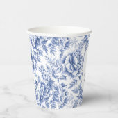 Blauwe Toile Bloem Doop Papier Cup Papieren Bekers (Rechts)